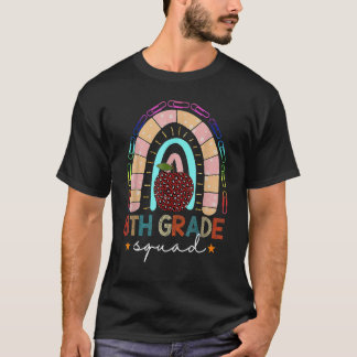 8th Grade Squad Rainbow Paper Clips Apple Teachers T-Shirt