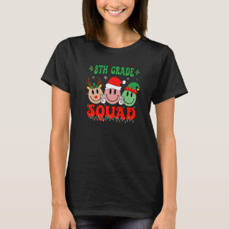 8th Grade Squad Retro Groovy Christmas Teacher Lif T-Shirt