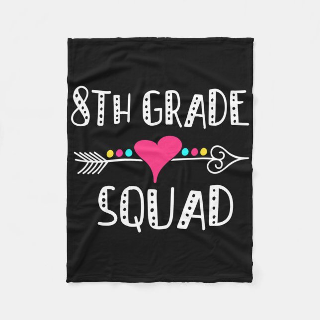 8th Grade Squad Teacher Student Team Back To Schoo Fleece Blanket (Front)