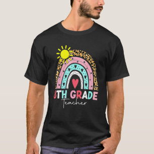 8th Grade Teacher Teach Eighth Grade Boho Rainbow T-Shirt