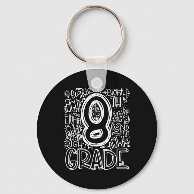 8th Grade Typography Team Eighth Grade Back To Sch Keychain (Front)
