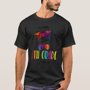8th Grade Vibes Messy Hair Bun Girl Back To School T-Shirt