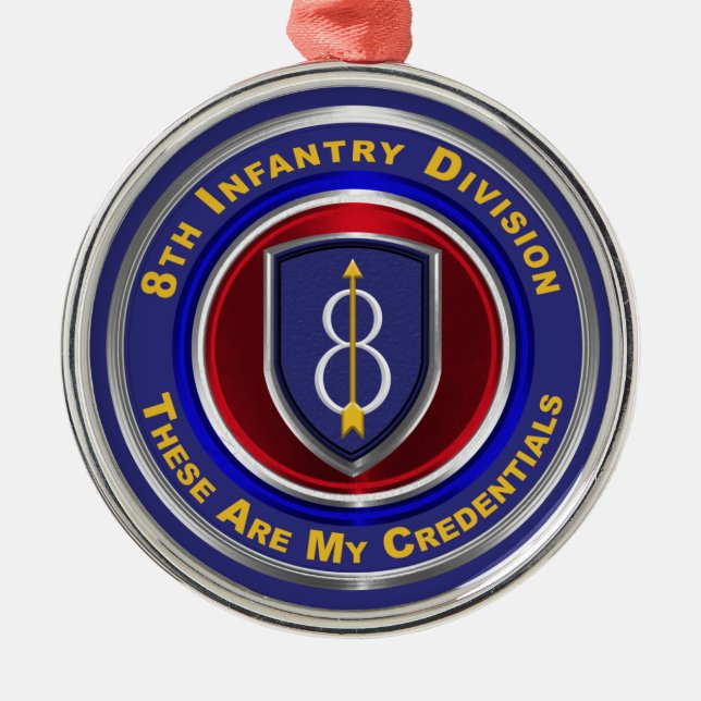 8th Infantry Division Keepsake Christmas  Metal Ornament (Front)