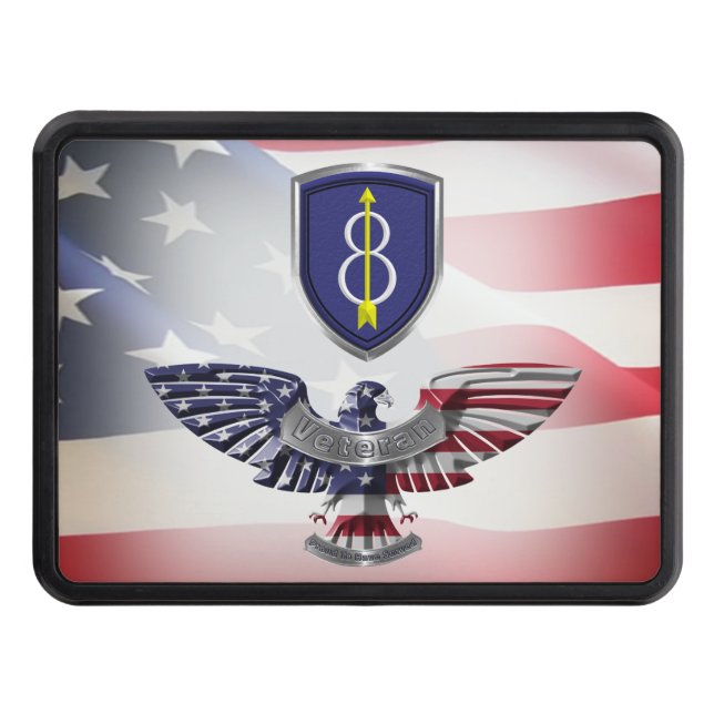 8th Infantry Division “Pathfinder” Eagle Trailer Hitch Cover (Front)
