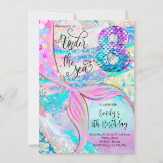 8th Mermaid Birthday Under the Sea Invitation