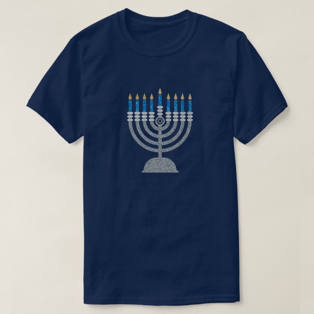 8th Night of Hanukkah Glitter T-Shirt (Design Front)