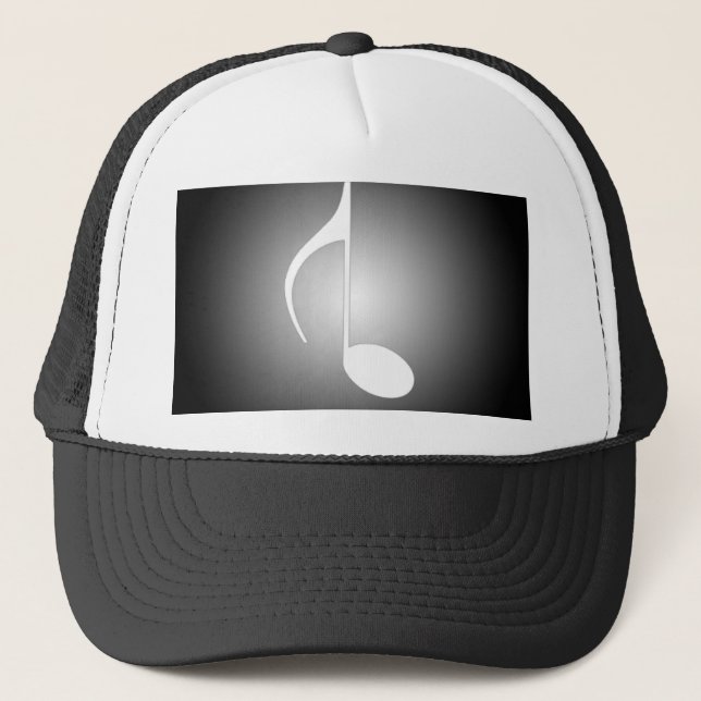 8th Note Black Reversed With White Spotlight Trucker Hat (Front)
