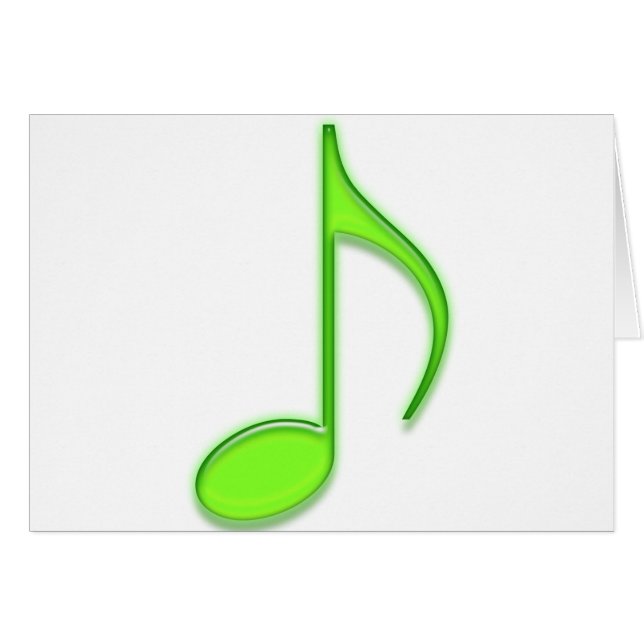 8th Note Large Glass Lime Green Musical Note (Front Horizontal)