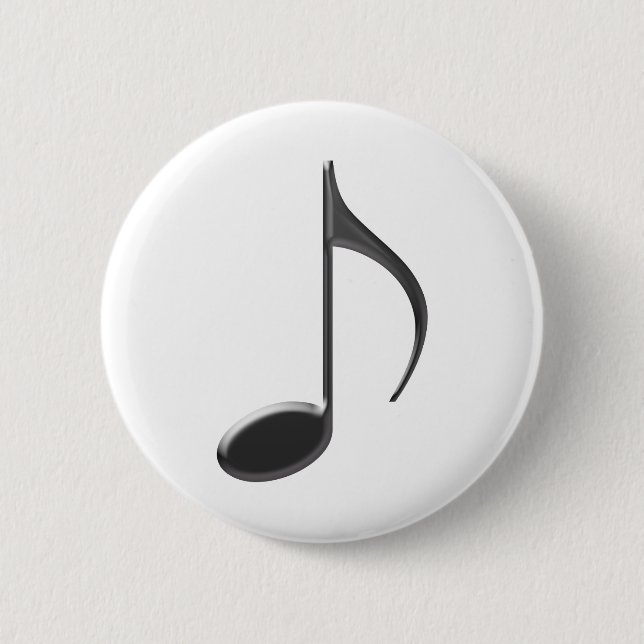 8th Note Skinney Black on Transparent Musical 2 Inch Round Button (Front)