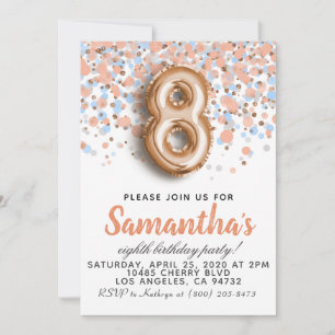 8th Rose Gold Birthday Invitation