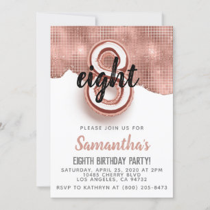 8th Rose Gold Birthday Invitation