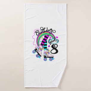 8th Unicorn Roller Skate Birthday Party for Girls  Bath Towel