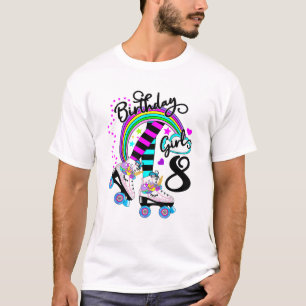 8th Unicorn Roller Skate Birthday Party for Girls  T-Shirt