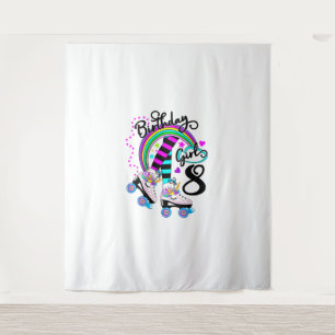 8th Unicorn Roller Skate Birthday Party for Girls  Tapestry