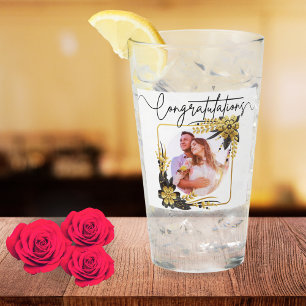 8th Wedding Anniversary Black & Gold Photo Glass