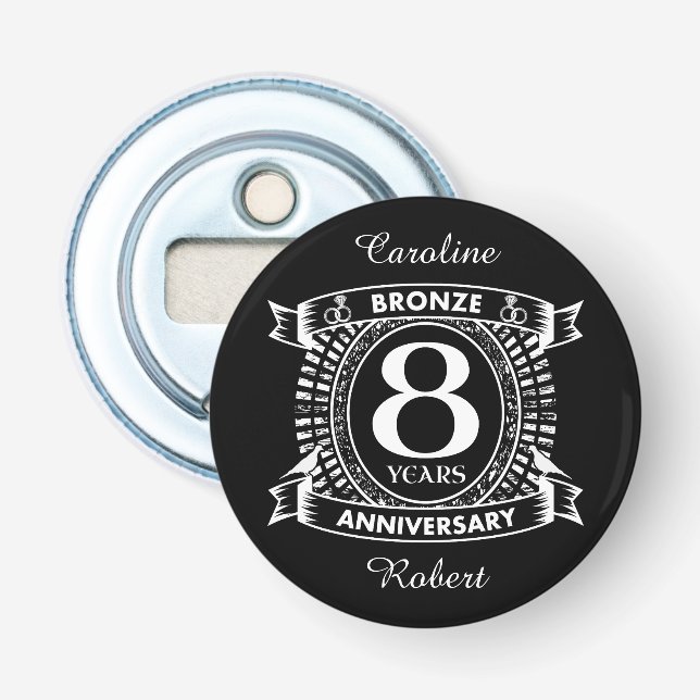 8TH wedding anniversary bronze Bottle Opener (Front)