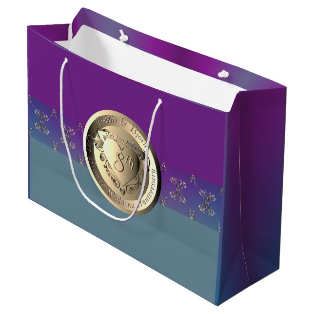8th Wedding Anniversary Bronze Emblem Gift Bag (Front Angled)