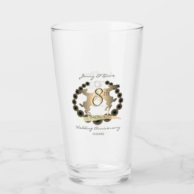 8th Wedding Anniversary Bronze Reindeer Emblem Glass (Front)