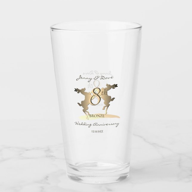 8th Wedding Anniversary Bronze Reindeer Glass (Front)
