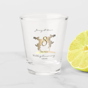 8th Wedding Anniversary Bronze Reindeer Shot Glass