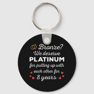 8th Wedding Anniversary I - Bronze Funny Couple Keychain