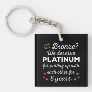 8th Wedding Anniversary I - Bronze Funny Couple Keychain