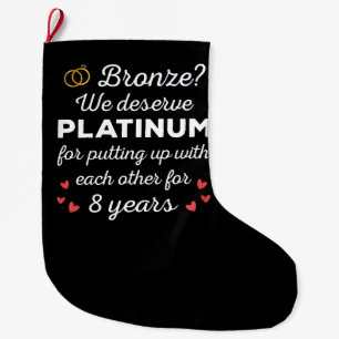 8th Wedding Anniversary I - Bronze Funny Couple Large Christmas Stocking