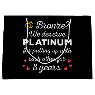 8th Wedding Anniversary I - Bronze Funny Couple Large Gift Bag