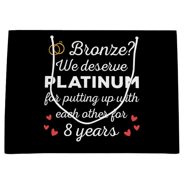 8th Wedding Anniversary I - Bronze Funny Couple Large Gift Bag (Front)
