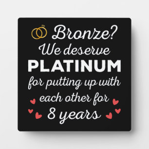8th Wedding Anniversary I - Bronze Funny Couple Plaque