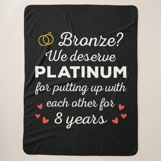 8th Wedding Anniversary I - Bronze Funny Couple Sherpa Blanket (Front)