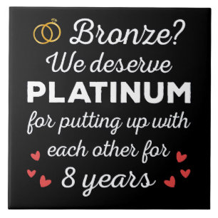 8th Wedding Anniversary I - Bronze Funny Couple Tile