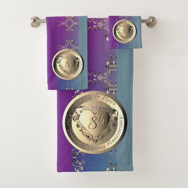 8th Wedding Anniversary Medal Emblem Towel (Insitu)