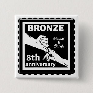 8th wedding anniversary traditional gift bronze 2 inch square button