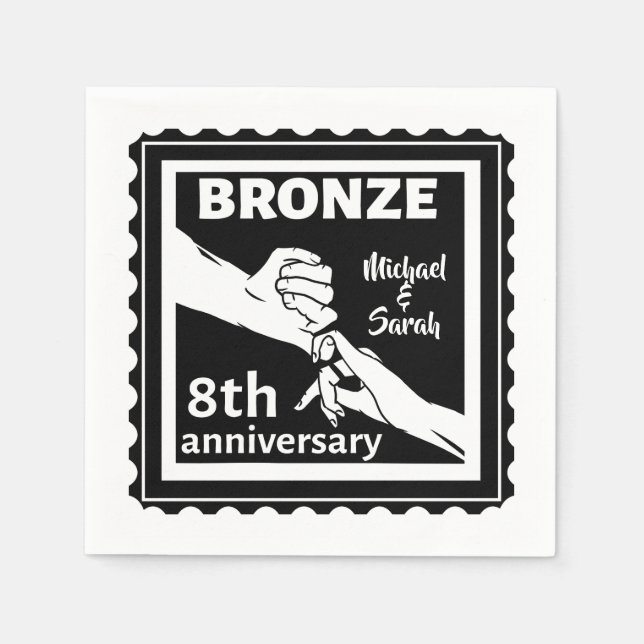 8th wedding anniversary traditional gift bronze napkin (Front)