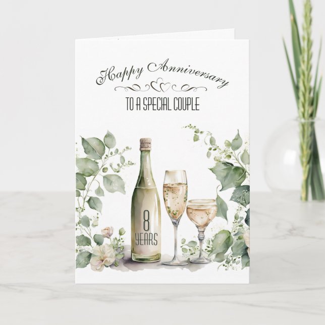 8th Wedding Anniversary Wine and Ivy   Card (Front)