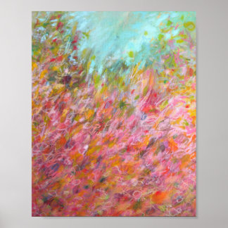 8x10 Abstract Turquoise Pink Green Painting Print
