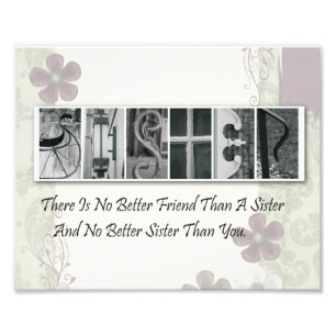 8x10 Alphabet Letter Photograph Sister (Flower)
