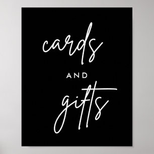 8x10 Black Modern Cards and Gifts Wedding Table Poster