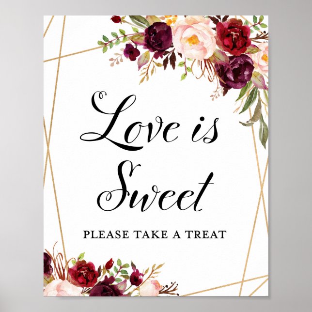 8x10" Burgundy Boho Floral Sign (Front)