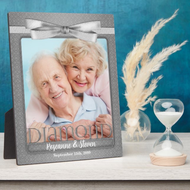 8x10 Diamond 60th Wedding Anniversary Photo Plaque (Side)