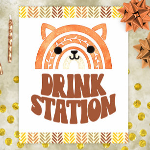 8x10 Drink Station Boho Woodland Fox Birthday Poster