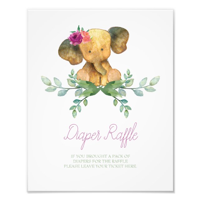 8x10 Elephant Diaper Raffle Sign (Front)