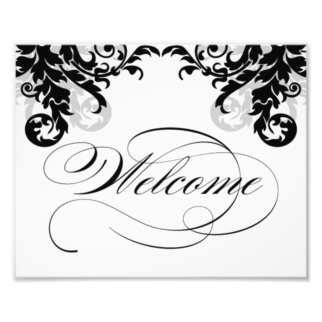 8x10 Flourish Wedding Welcome Sign for Framing (Front)