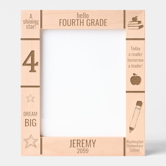 8x10 FOURTH GRADE Elementary School Photo Custom Etched Frames (Front)