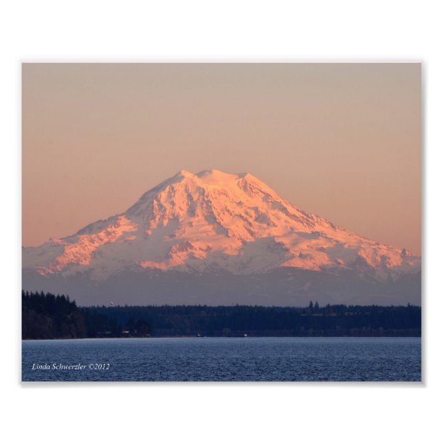 8X10 Mount Rainier Sunset Photo Print (Front)