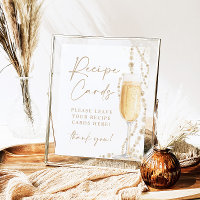 8X10" Pearls & Prosecco Bridal Recipe Cards Sign