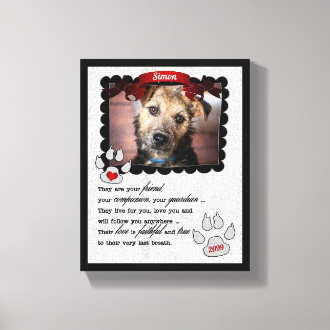 8x10 Pet Memorial Poem Dog Photo Canvas Print (Front)