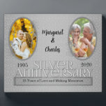 8x10 Silver 25th Wedding Anniversary Photo Plaque<br><div class="desc">Lovely gift for the silver anniversary couple. Add a recent photo and wedding photo,  their names and the year they were married and that of their 25th Wedding Anniversary. Done in an elegant silver print. Great anniversary gift.</div>