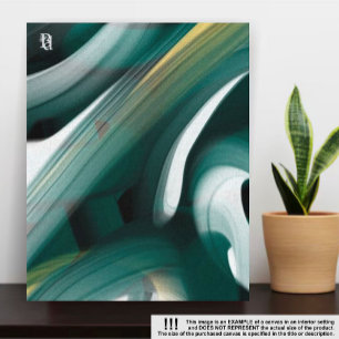8x10" Trend Abstract Art Canvas Black White Green Print